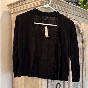 Ann Taylor Black Open-Front Lightweight Cardigan